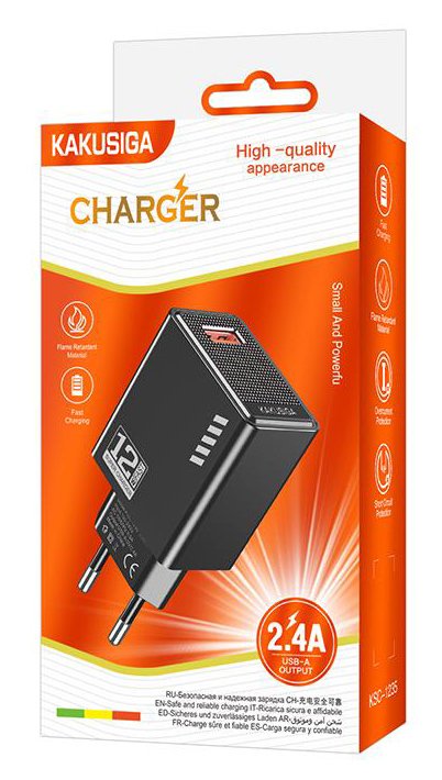 KAKUSIGA φορτιστής τοίχου KSC-1235, USB, 12W, μαύρος - Image 3