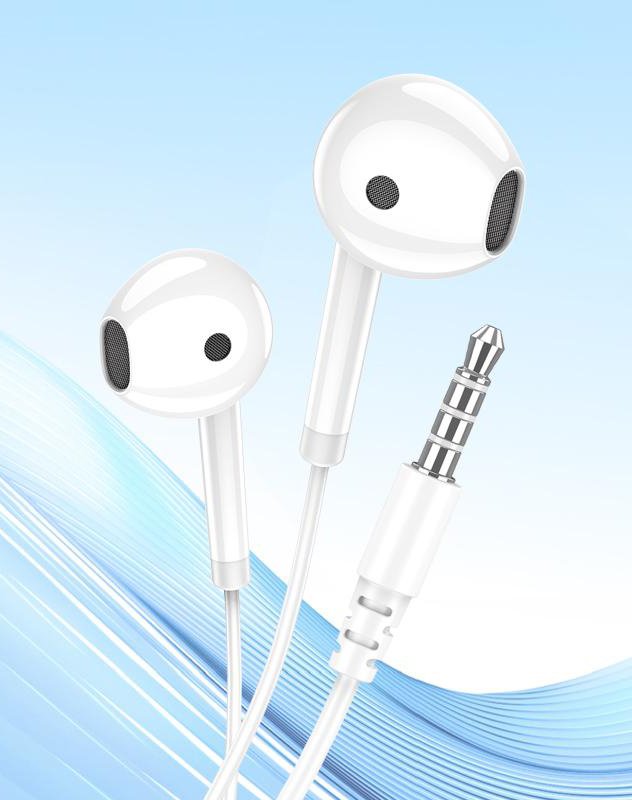 KAKUSIGA earphones με μικρόφωνο KSC-1301, 3.5mm σύνδεση, 14mm, 1.1m, λευκά - Image 2