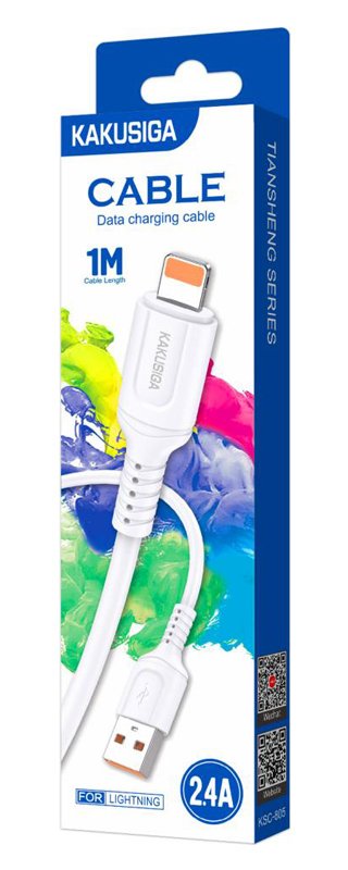 KAKUSIGA καλώδιο Lightning σε USB KSC-805, 2.4A, 480Mbps, 1m, λευκό - Image 4