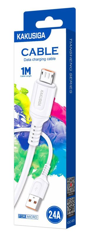 KAKUSIGA καλώδιο micro USB σε USB KSC-805, 2.4A, 480Mbps, 1m, λευκό - Image 4