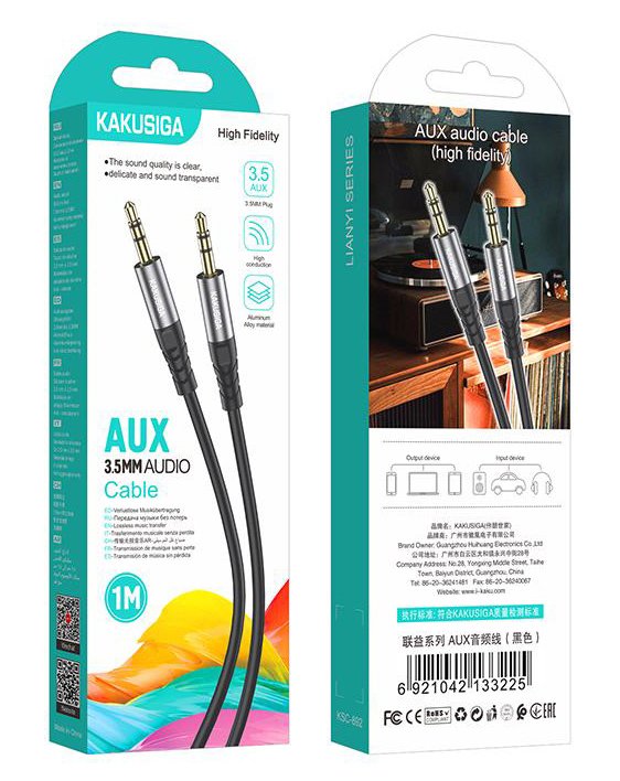 KAKUSIGA καλώδιο ήχου 3.5mm KSC-892, AUX, 1m, μαύρο - Image 4