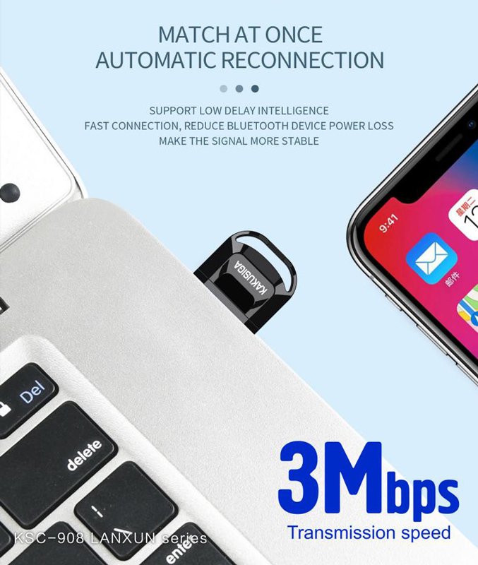 KAKUSIGA USB αντάπτορας Bluetooth 5.0 KSC-908, μαύρος - Image 2