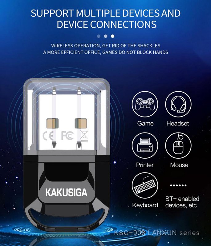 KAKUSIGA USB αντάπτορας Bluetooth 5.0 KSC-908, μαύρος - Image 3