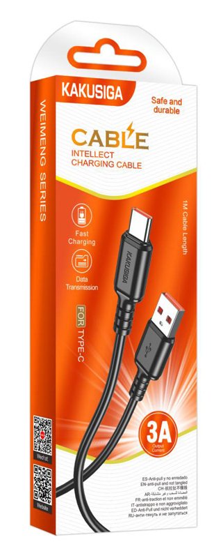 KAKUSIGA καλώδιο USB-C σε USB KSC-982, 3A, 480Mbps, 1m, μαύρο - Image 3