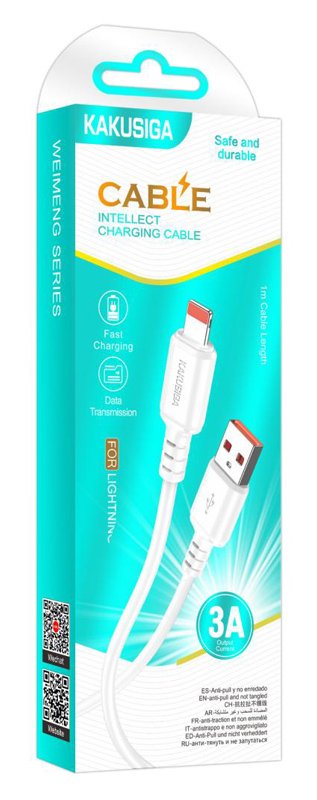 KAKUSIGA καλώδιο Lightning σε USB KSC-982, 3A, 480Mbps, 1m, λευκό - Image 3