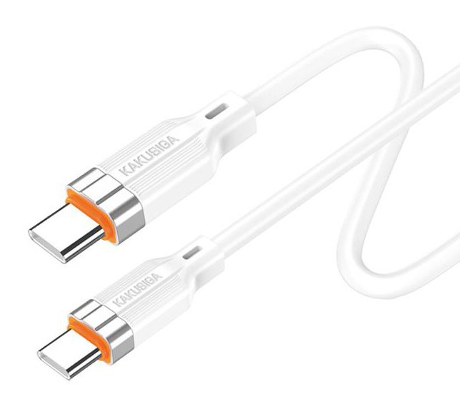 KAKUSIGA καλώδιο USB-C σε USB-C KSC-995, σιλικόνης, 100W, 480Mbps, 1m, λευκό - Image 2