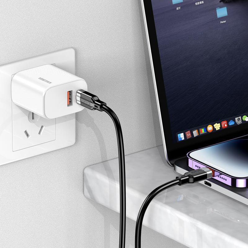 KAKUSIGA καλώδιο Lightning σε USB-C KSC-995, σιλικόνης, 30W, 480Mbps, 1m, λευκό - Image 3
