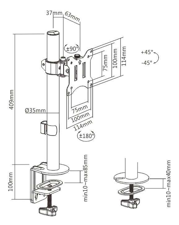 BRATECK βάση γραφείου οθόνης LDT57-C01, 17-32", έως 9kg - Image 5