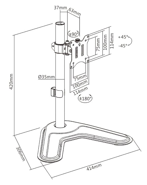 BRATECK βάση γραφείου οθόνης LDT57-T01, 17-32", έως 9kg - Image 5