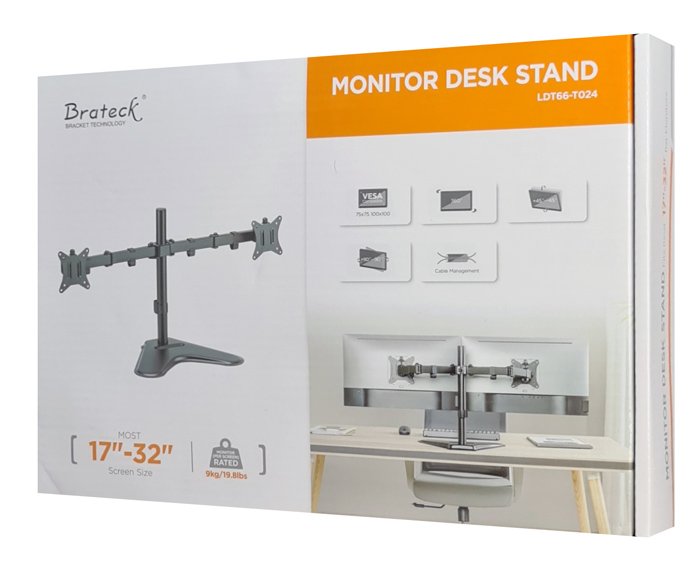 BRATECK βάση γραφείου για 2x οθόνες LDT66-T024, 17-32", έως 9kg - Image 6