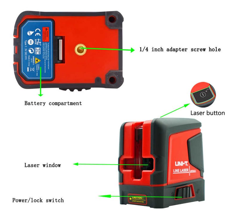 UNI-T γραμμικό αλφάδι laser LM570LD-II, με πράσινη δέσμη 2 ακτίνων - Image 5