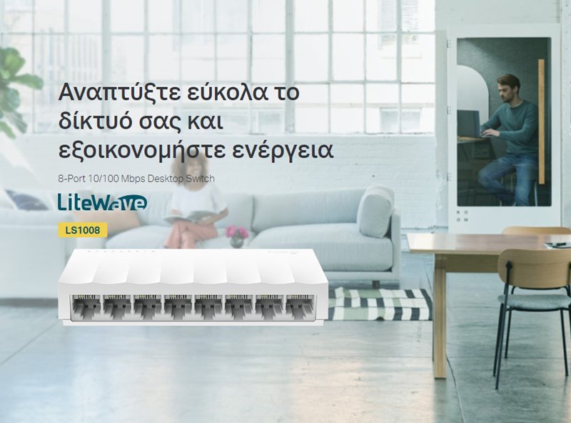 TP-LINK desktop switch LiteWave LS1008, 8-port 10/100Mbps, Ver 1.0 - Image 2