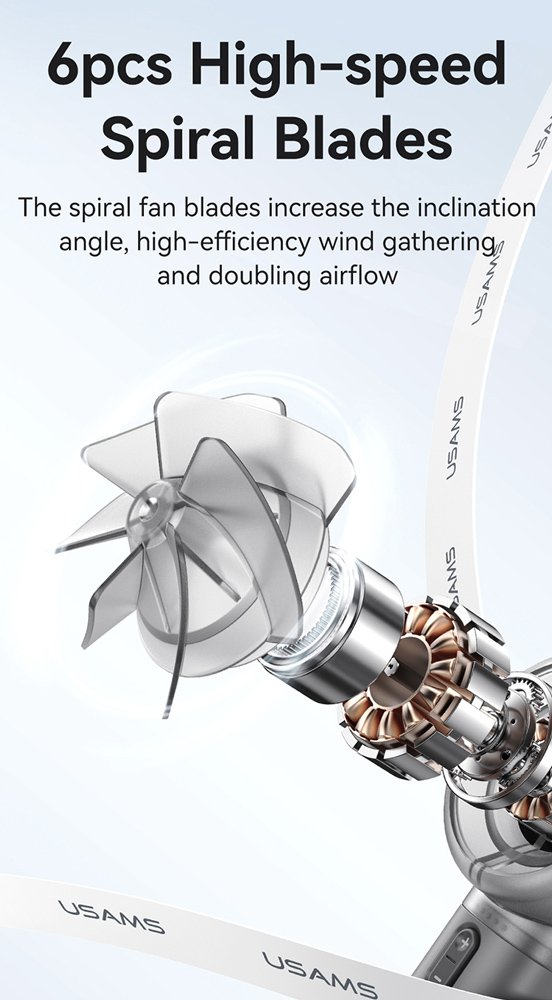 USAMS φορητός ανεμιστήρας LU01 με 5 ταχύτητες, 2000mAh, λευκός - Image 6