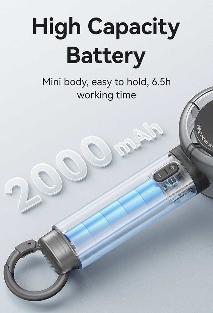 USAMS φορητός ανεμιστήρας LU01 με 5 ταχύτητες, 2000mAh, ροζ - Image 7