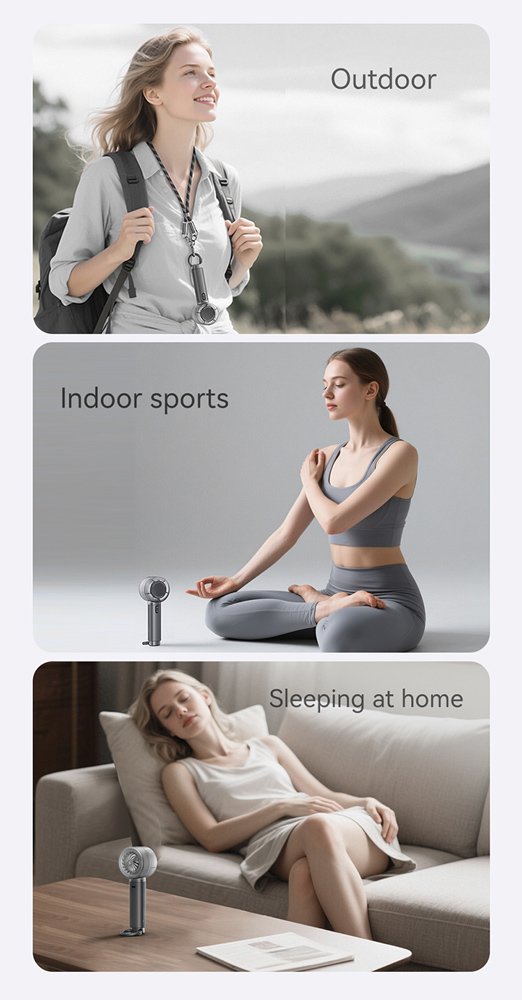 USAMS φορητός ανεμιστήρας LU01 με 5 ταχύτητες, 2000mAh, ροζ - Image 8