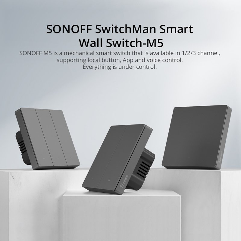 SONOFF smart διακόπτης M5-1C-86, μονός, WiFi, γκρι - Image 2