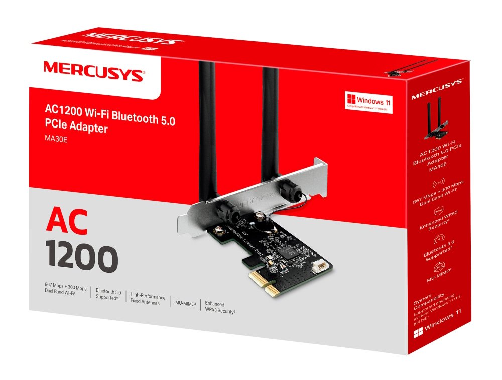 MERCUSYS κάρτα δικτύου WiFi & Bluetooth MA30E, AC1200, PCIe, Ver 1.0 - Image 8
