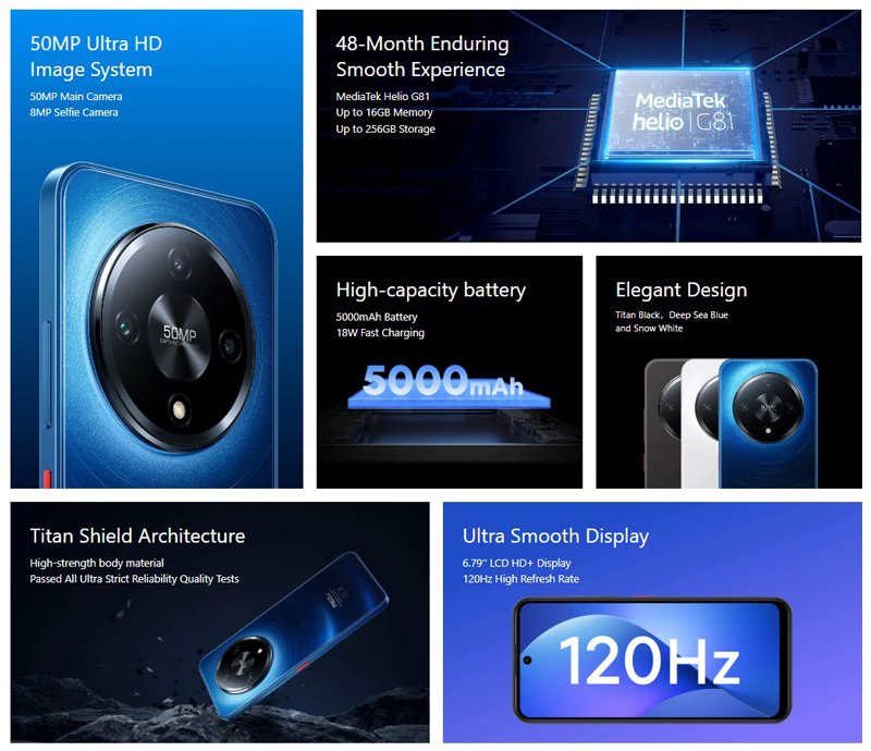 MEIZU smartphone Mblu 22 Pro, 6.79", 8/256GB, 5000mAh, μαύρο - Image 2