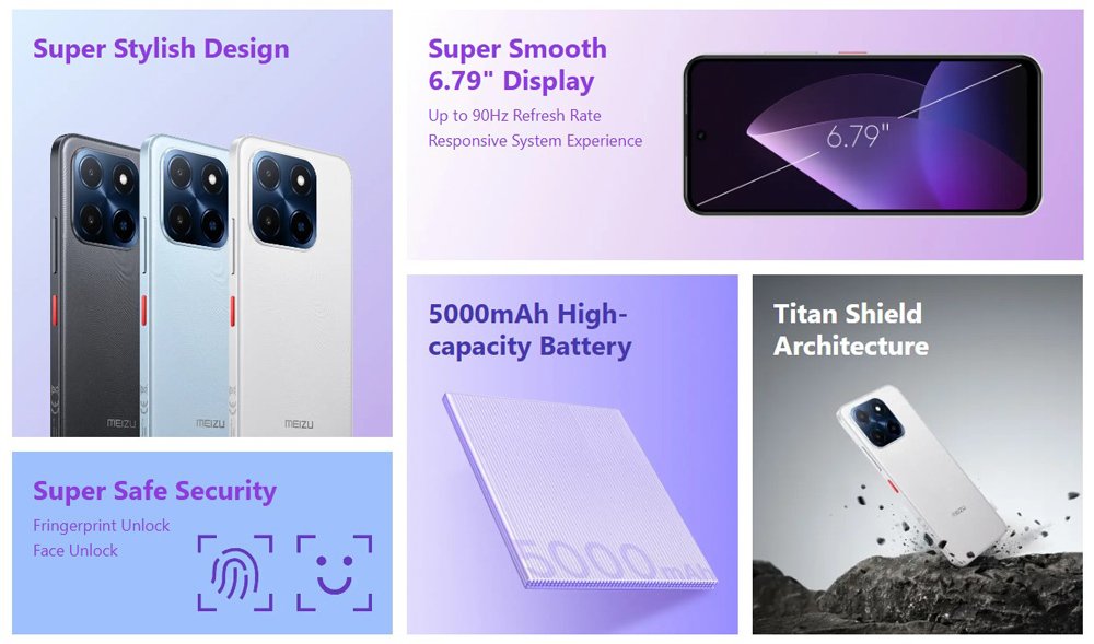 MEIZU smartphone Mblu 22, 6.79", 3/64GB, 5000mAh, λευκό - Image 2