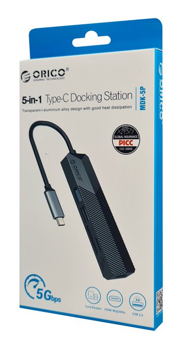 ORICO docking station MDK-5P, 5 θυρών, USB-C σύνδεση, 4K, μαύρο - Image 4