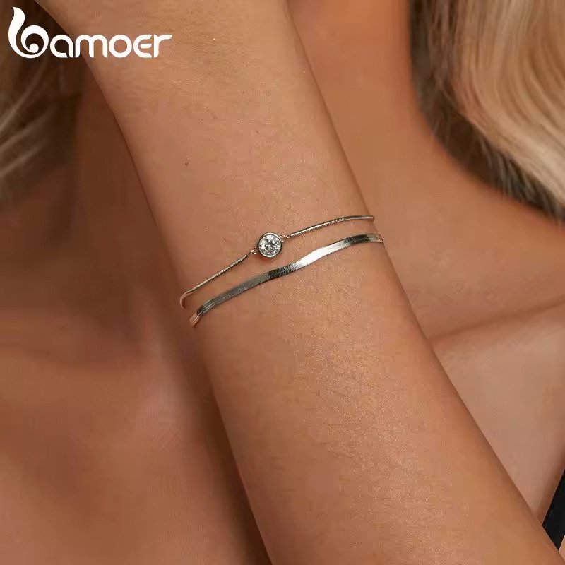 BAMOER βραχιόλι MSB022 με μοϊσσανίτη, ασήμι 925, ασημί - Image 2