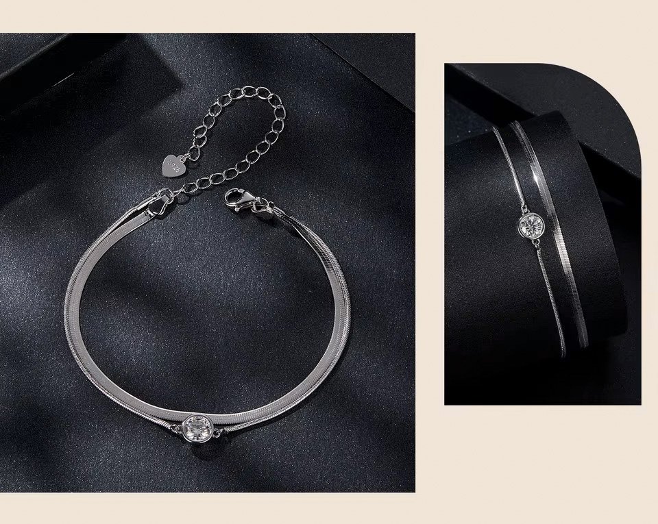 BAMOER βραχιόλι MSB022 με μοϊσσανίτη, ασήμι 925, ασημί - Image 4