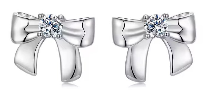 BAMOER σκουλαρίκια καρφωτά MSE085 με μοϊσσανίτη, ασήμι 925, ασήμι