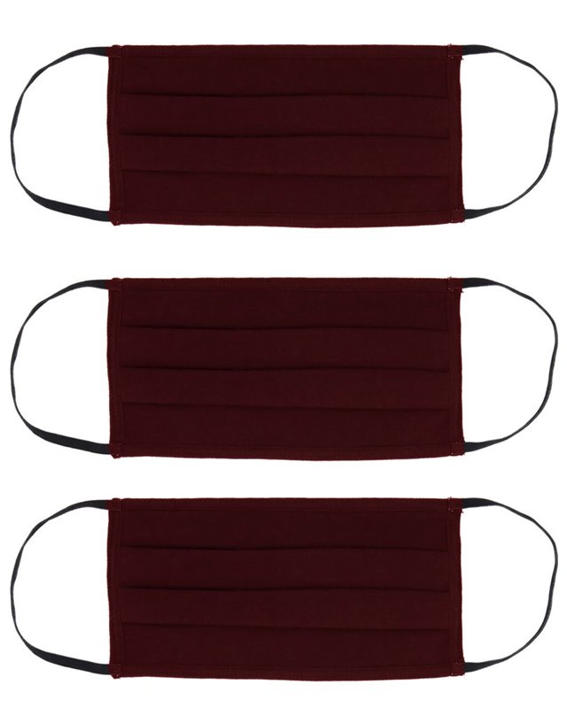 Μάσκα προστασίας βαμβακερή MSK-0008 επαναχρησιμοποιούμενη, μπορντό, 3τμχ
