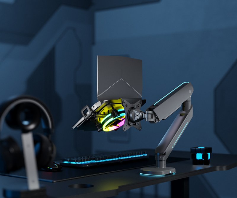 BRATECK βάση & ψύξη laptop NBH-8GL για βάση VESA, RGB, έως 17", μαύρη - Image 2