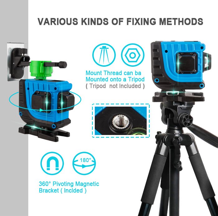 NOYAFA γραμμικό αλφάδι laser NF-112G, με πράσινη δέσμη 12 ακτίνων 3D - Image 8