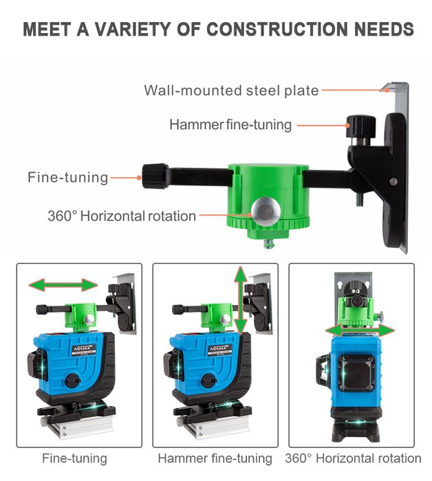 NOYAFA γραμμικό αλφάδι laser NF-112G, με πράσινη δέσμη 12 ακτίνων 3D - Image 9