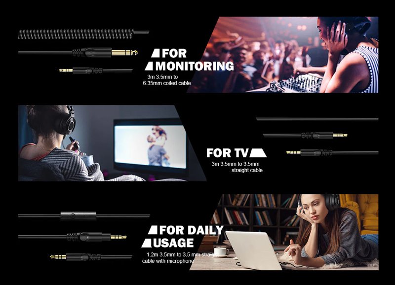 ONEODIO headset Monitor 60, 6.35mm & 3.5mm σύνδεση, Hi-Res, 50mm, μαύρο - Image 8