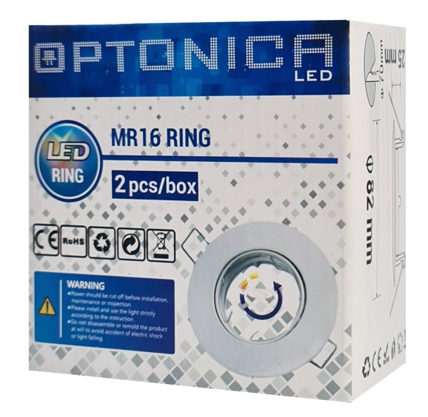 OPTONICA μεταλλικό πλαίσιο spot για MR16 5171, χωνευτό, 82x25mm, 2τμχ - Image 3
