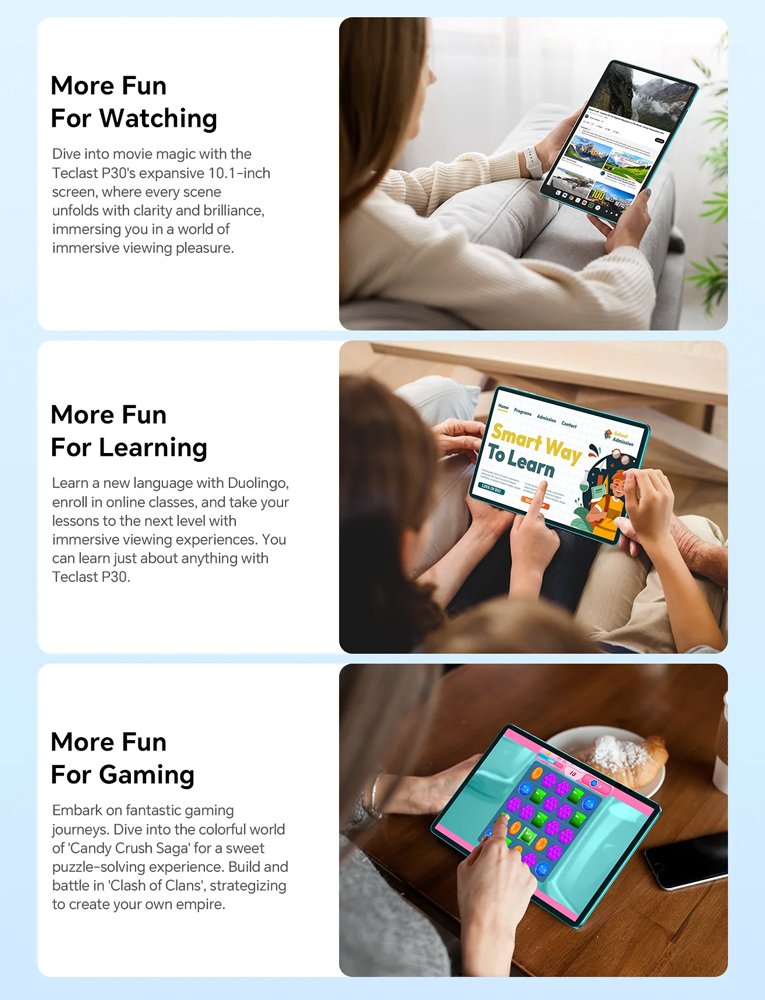 TECLAST tablet P30, 10.1", 4/128B, Android 14, 6000mAh, μπλε - Image 11