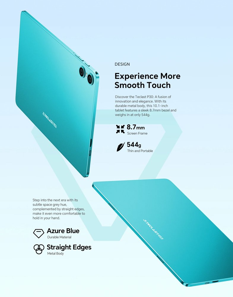 TECLAST tablet P30, 10.1", 4/128B, Android 14, 6000mAh, μπλε - Image 12