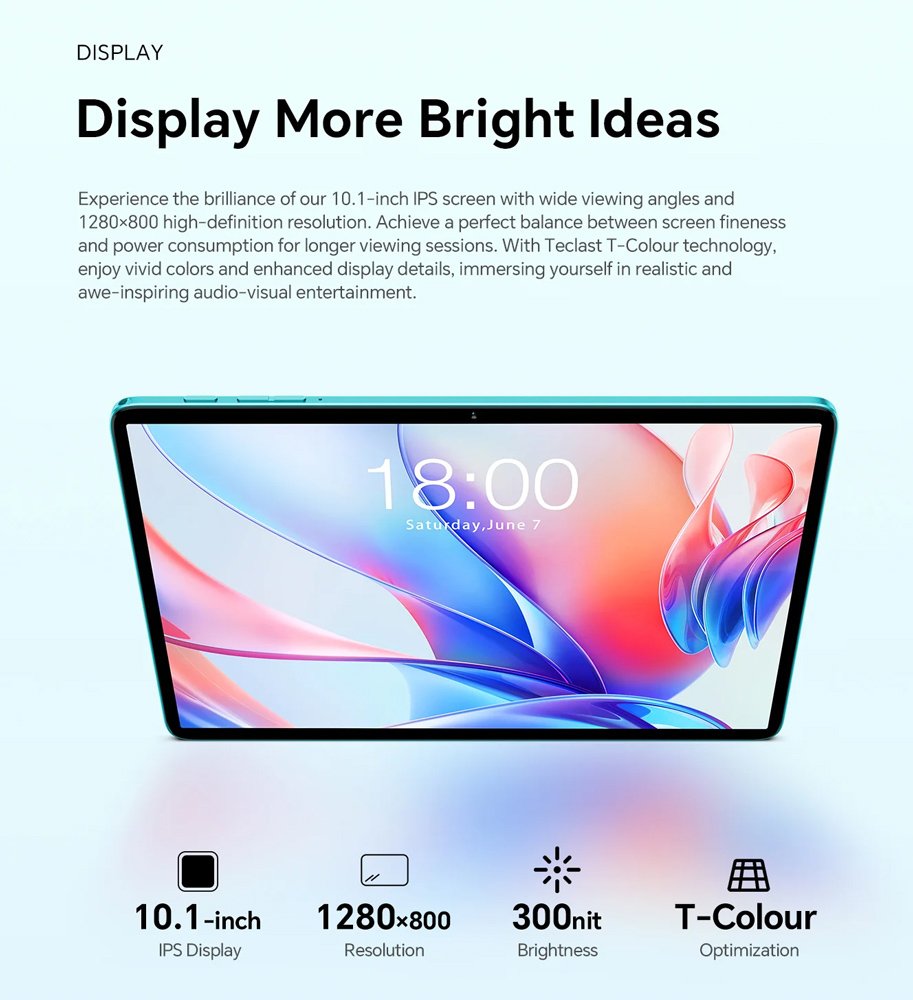 TECLAST tablet P33 με πληκτρολόγιο/ποντίκι/στυλό αφής/θήκη/βάση, 10.1", 3/64GB, Android 15, 6000mAh, μπλε - Image 2