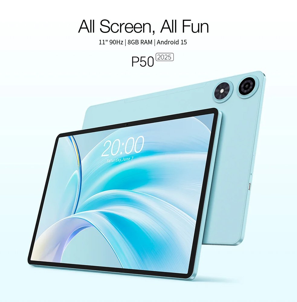 TECLAST tablet P50 2025, 11", 8/128GB, 4G, Android 15, 7000mAh, μπλε - Image 2