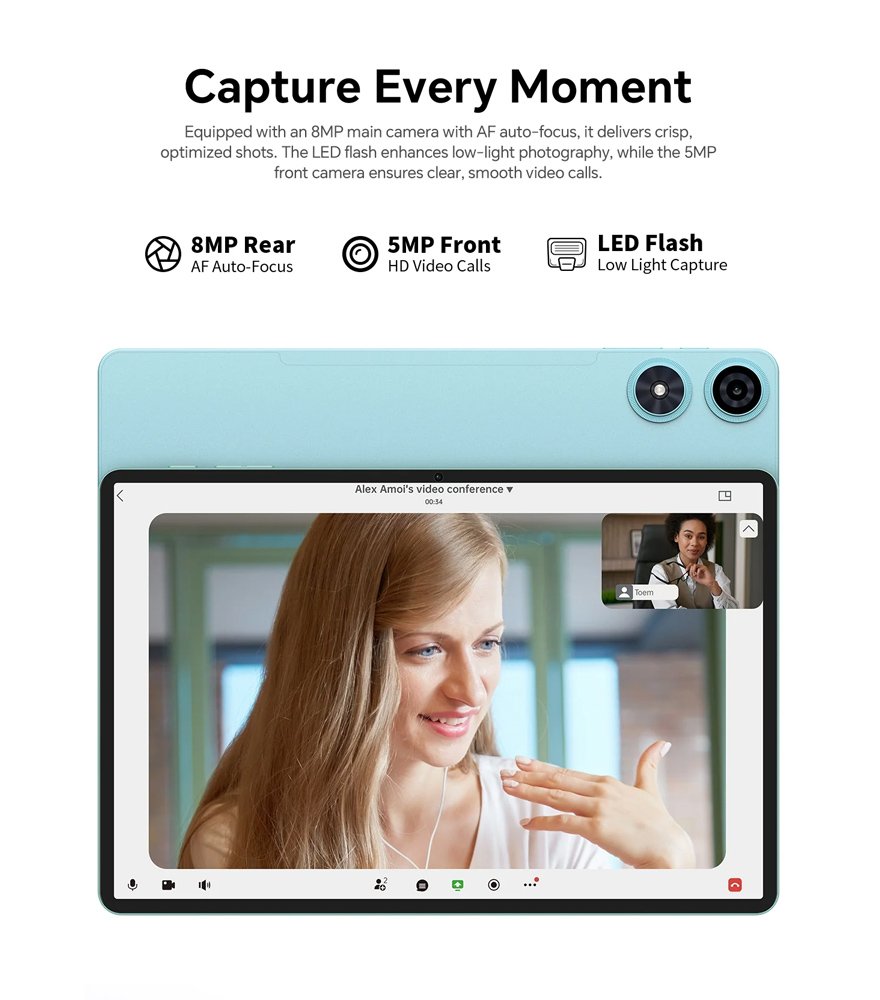 TECLAST tablet P50 2025, 11", 8/128GB, 4G, Android 15, 7000mAh, μπλε - Image 6