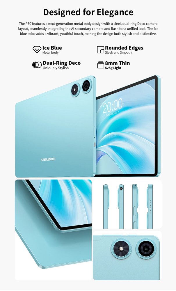 TECLAST tablet P50 2025, 11", 8/128GB, 4G, Android 15, 7000mAh, μπλε - Image 16