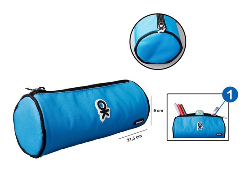 MP υφασμάτινη κασετίνα PA1025-04, κυλινδρική, μπλε - Image 2