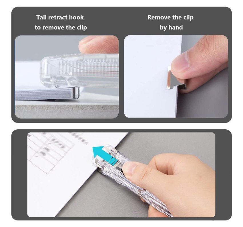 MP συρραπτικό τύπου κλιπ PA109 με 8x επαναχρησιμοποιήσιμα κλιπ, 45 φύλλα, διάφανο - Image 2