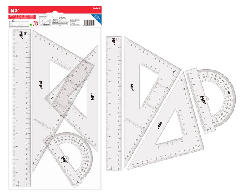 MP σετ χάρακες PA144, διάφανο πλαστικό, 4 τμχ