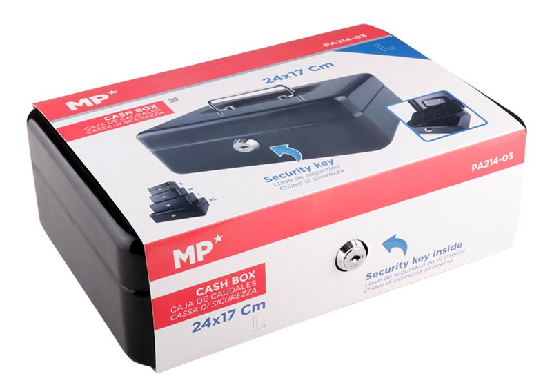 MP κουτί ταμείου με κλειδί PA214-03 με θήκη & λαβή, μεταλλικό, 24x17cm - Image 3