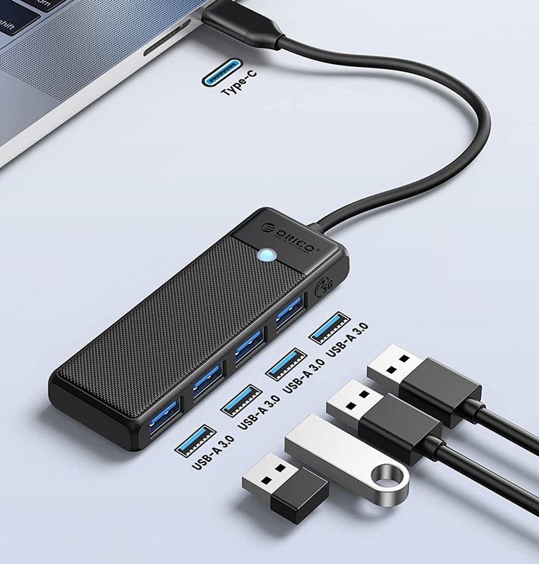 ORICO USB hub PAPW4A-C3, 4x θυρών, 5Gbps, USB-C σύνδεση, μαύρο - Image 2