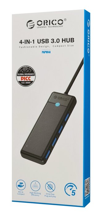 ORICO USB hub PAPW4A-C3, 4x θυρών, 5Gbps, USB-C σύνδεση, μαύρο - Image 4
