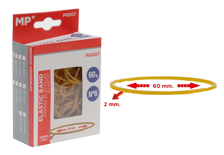 MP λαστιχάκια συσκευασίας PG007 σε κουτί, No6, 2x60mm, 60g