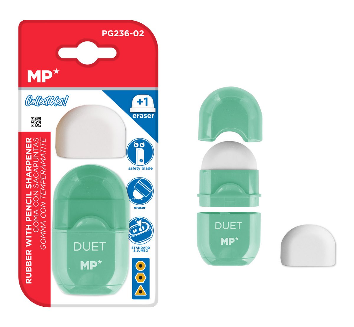 MP γόμα & ξύστρα με κάδο PG236-02-GN με ανταλλακτική γόμα, πράσινη