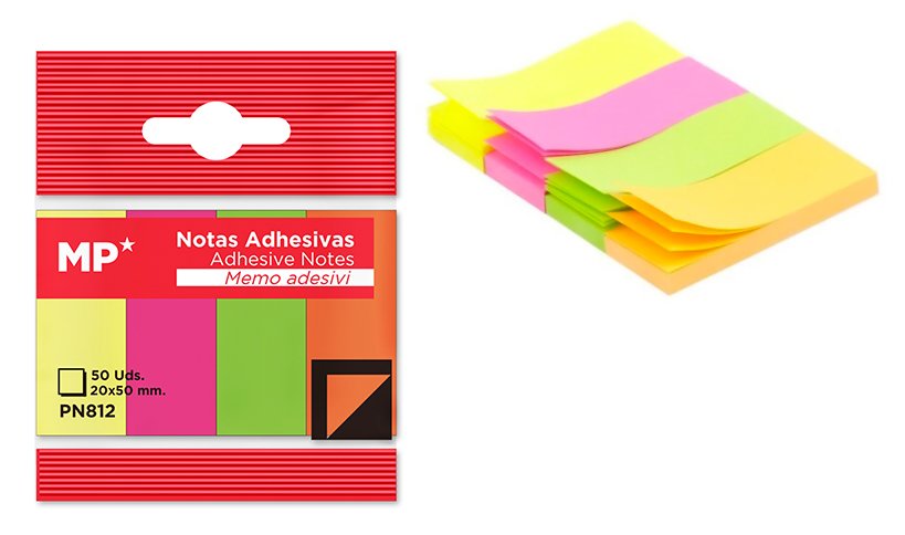 MP αυτοκόλλητοι σελιδοδείκτες PN812, 20x50mm, 200τμχ, χρωματιστοί