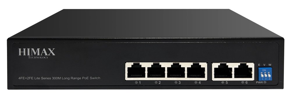 HIMAX PoE switch PS1402E-L, 4x Ethernet PoE & 2x Ethernet θύρες, έως 100Mbps