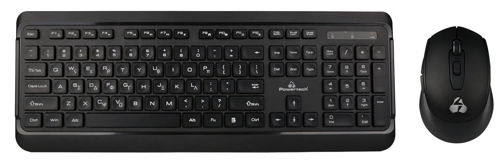 POWERTECH set ποντίκι & πληκτρολόγιο PT-1060, ασύρματο, 1600DPI, μαύρο
